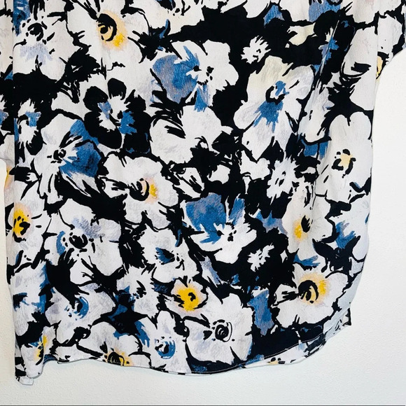 1. State Black White Floral Print Tie Single Cold Shoulder Blouse Small Women’s - Picture 6 of 13